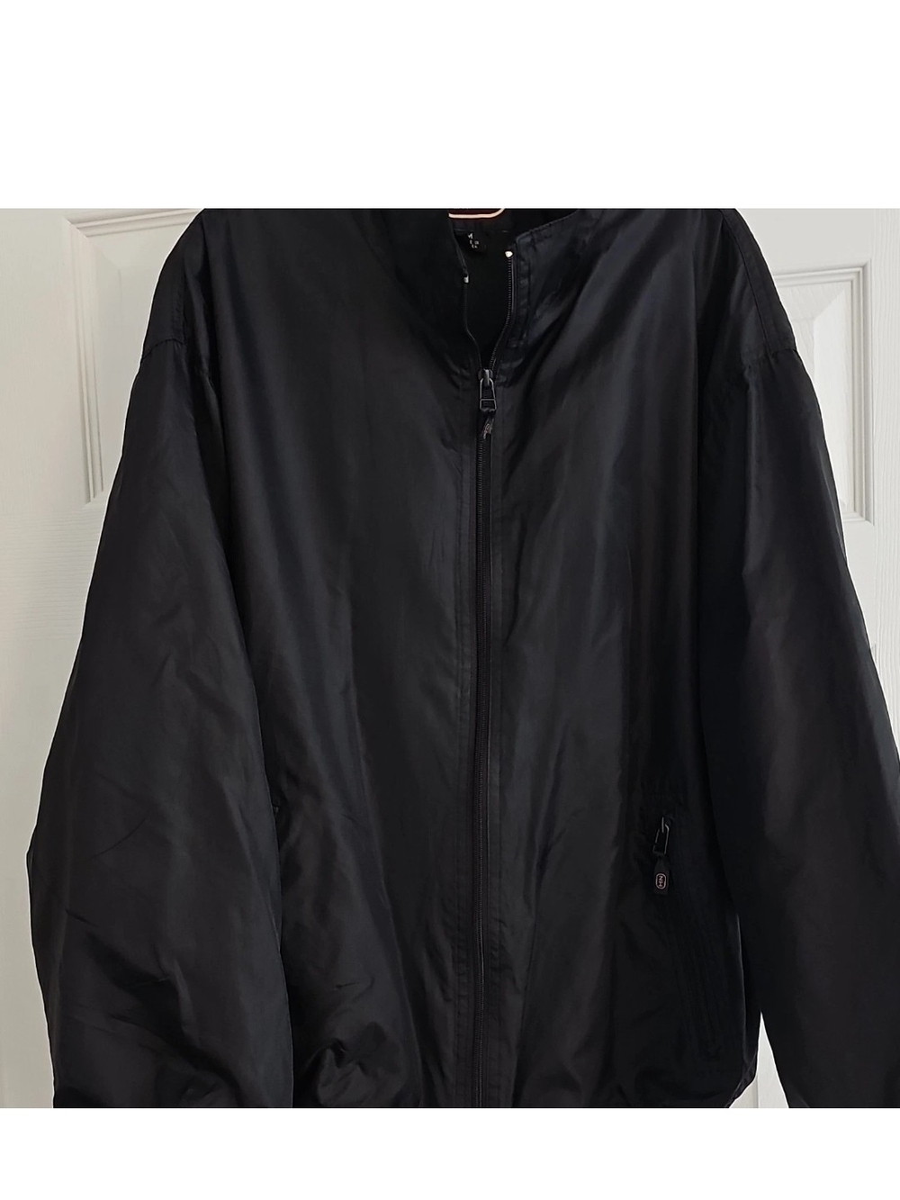 Newport Harbor Men's Black Bomber Jacket Zip Stand-Up Collar Logo Zipper Size M